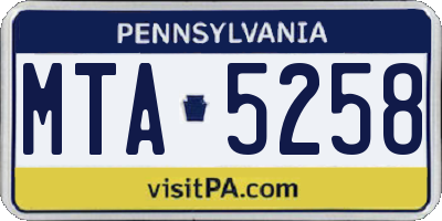 PA license plate MTA5258