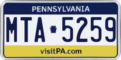 PA license plate MTA5259