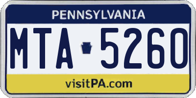 PA license plate MTA5260