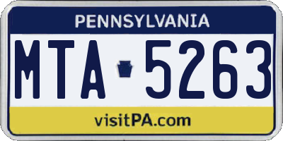 PA license plate MTA5263