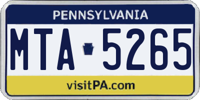 PA license plate MTA5265