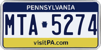 PA license plate MTA5274