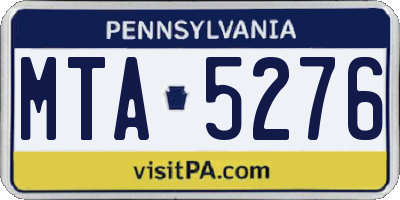 PA license plate MTA5276