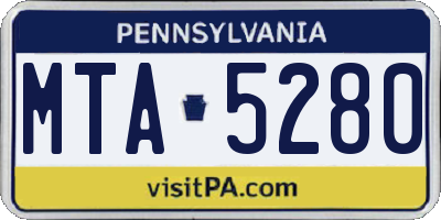 PA license plate MTA5280