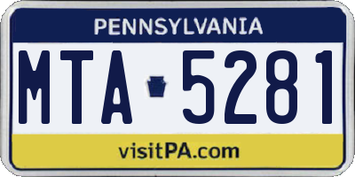 PA license plate MTA5281