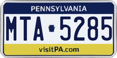 PA license plate MTA5285