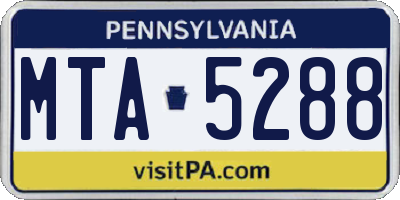 PA license plate MTA5288