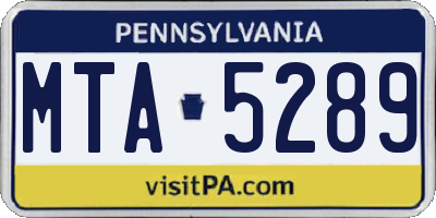 PA license plate MTA5289