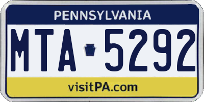 PA license plate MTA5292