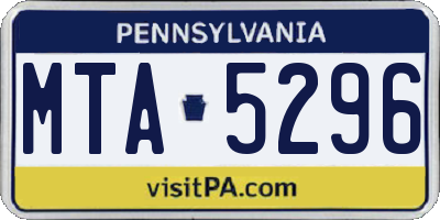 PA license plate MTA5296