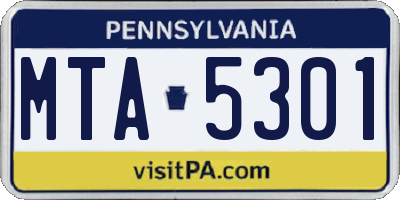 PA license plate MTA5301