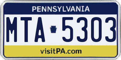PA license plate MTA5303