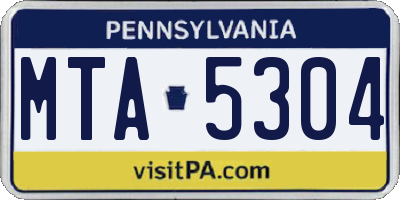 PA license plate MTA5304