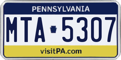 PA license plate MTA5307