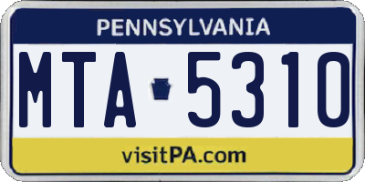 PA license plate MTA5310