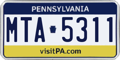 PA license plate MTA5311