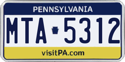 PA license plate MTA5312