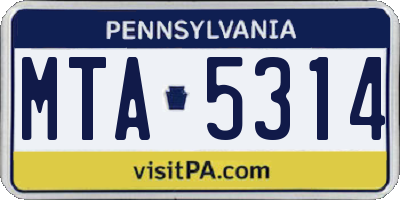 PA license plate MTA5314