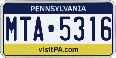 PA license plate MTA5316