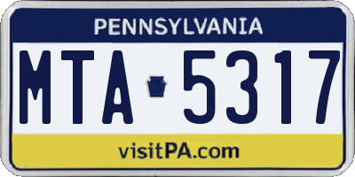 PA license plate MTA5317