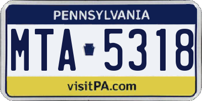 PA license plate MTA5318