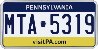 PA license plate MTA5319