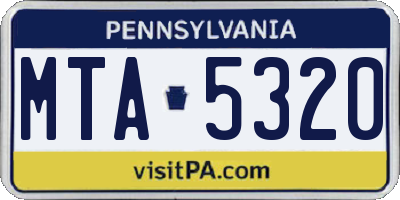 PA license plate MTA5320