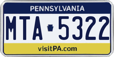 PA license plate MTA5322