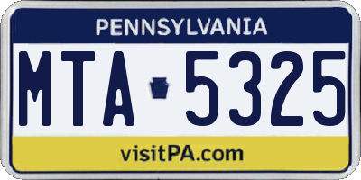 PA license plate MTA5325