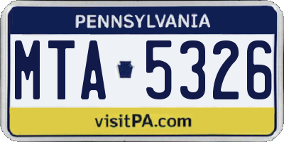 PA license plate MTA5326