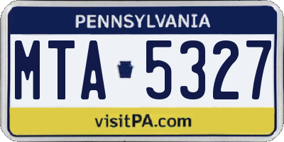 PA license plate MTA5327