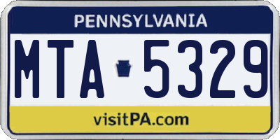 PA license plate MTA5329