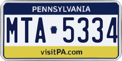 PA license plate MTA5334