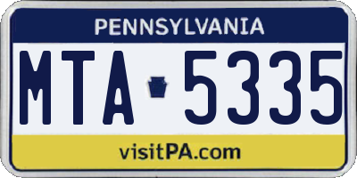 PA license plate MTA5335