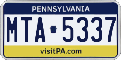 PA license plate MTA5337