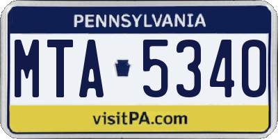 PA license plate MTA5340