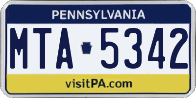 PA license plate MTA5342