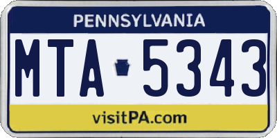 PA license plate MTA5343