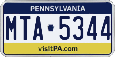 PA license plate MTA5344