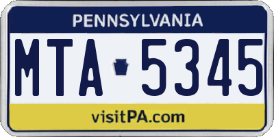 PA license plate MTA5345