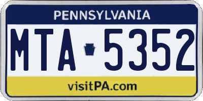 PA license plate MTA5352