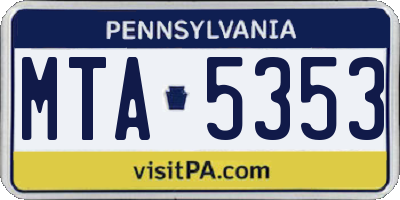 PA license plate MTA5353