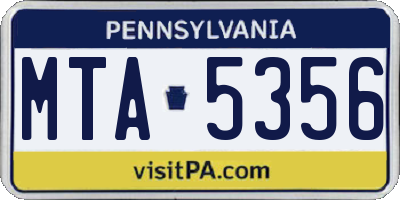 PA license plate MTA5356