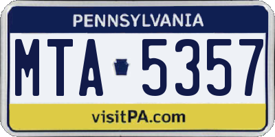 PA license plate MTA5357