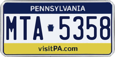 PA license plate MTA5358