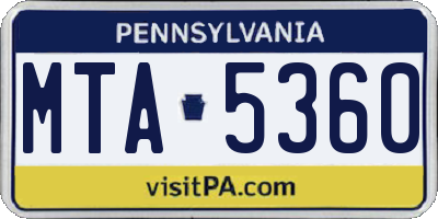 PA license plate MTA5360
