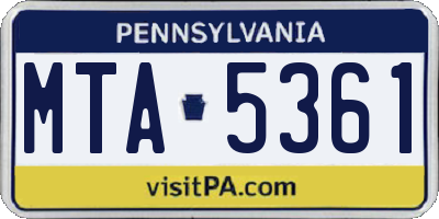 PA license plate MTA5361