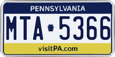 PA license plate MTA5366