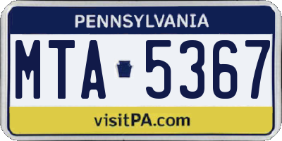 PA license plate MTA5367