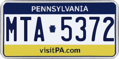 PA license plate MTA5372